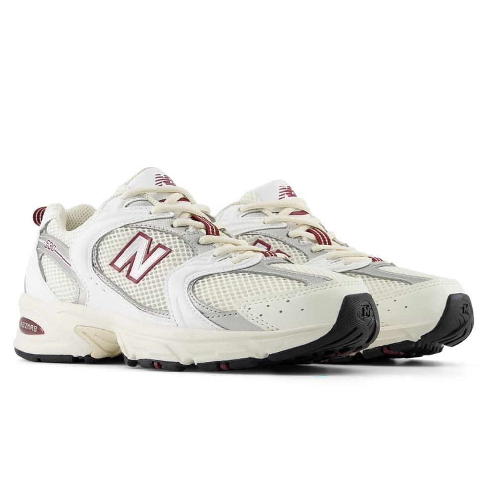 New Balance Off-White and Burgundy Running Shoes